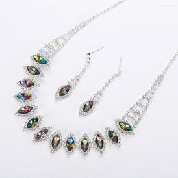 Necklace Earrings Set 2023 Trendy Design Rhinestone Teardrop Dangle Stud Wedding Bridal Luxury Vintage Jewellery