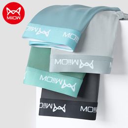 Underpants MiiOW 4pcs Ice Silk Men Boxer Shorts Summer Thin Breather Cool Underwear Graphene Men's Panties Male Underpants Trunks Underware 230506