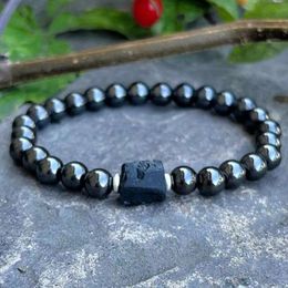 MG1937 New Design 6 MM Magnetic Hematite Raw Black Tourmaline Wrist Mala Natural Gemstone Energy Bracelet