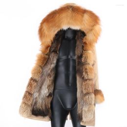 Men's Jackets 2023 Fashion Real Fur Jacket Men Winter Hooded Coat Warm Outerwear Male Casual Parka Clothing