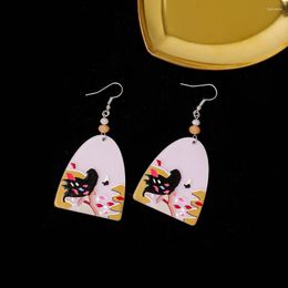 Dangle Earrings Korean Fashion Abstract Color Matching Purple Acrylic For Women Trending Products Cute Girl Jewelry Birthday Party Gift