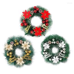 Decorative Flowers Artificial Christmas Wreath Pine Needle With Balls And Cones Hanging Garland For Home Decor Festive Party