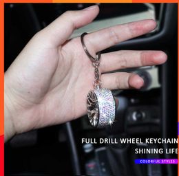 Luxurious New Bling Car Keychain Charm Pendant Keyring Bag Purse Buckle Car Keys Holder Car Ornament Diamond Car Accessories for Woman