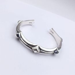 50237 bangle Hip Hop S925 Sterling Silver Bracelet Punk Style Vintage Personalised Nail Cross Flower Letter Jewellery Couple Popular Accessories