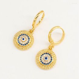 Hoop Earrings Colourful Turkish Eye Gold For Women Ladies Real Zircon Earring Fashion Korean Dangle Jewellery