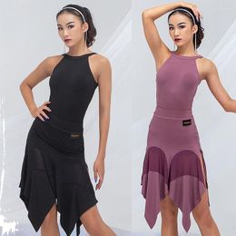 Stage Wear Latin Dance Competition Clothes For Women Sexy Bodysuit Skirts National Standard Performance SL4866