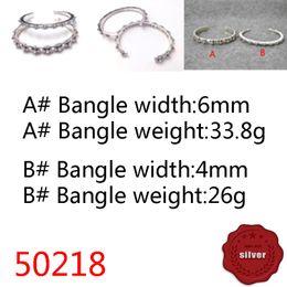 50218 Hip Hop S925 Sterling Silver Open Bracelet Punk Style Vintage Personalised Nail Cross Flower Letter Jewellery Couple Popular Accessories