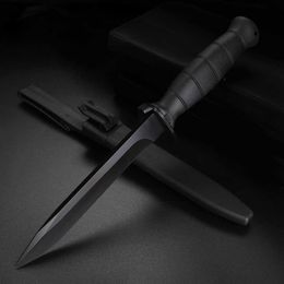 Кемпинг охотничьих ножей черный D2 Стальный открытый нож.