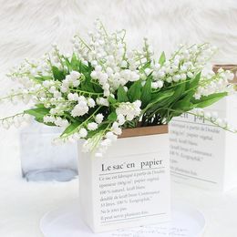 Decorative Flowers Nordic Fresh Grade Lily Of The Valley Artificial Flower Branch Fake Marriage Wedding Party Christmas Home Decoration