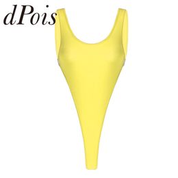 Suits Women's Swimsuit Sexy High Cut Thongs Bodysuit Underwear Swimwear Sleeveless Leotard Femme Swimming Bathing Suit 230505