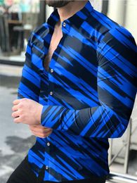 Men's Casual Shirts Autumn Men Shirt Long Sleeve Brands For Man Luxury Blouses Streetwear Turn-down Collar Digital Printed Tops Men's
