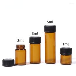 Storage Bottles 50pcs 1/2/3/5ml Mini Bottle Glass Plastic Amber Essential Oil Solid Powder Vial Container Reagent Packaging
