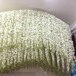 Decorative Flowers Artificial White Wisteria Bean Vines Silk Rattan For Fashion Home Ornament Wedding Scene Arrangeme Decorations