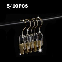 Organisation 5/10PCS Acrylic Transparent Hooks Wardrobe Clothes Pants Bra Clips Socks Scarf Hanger Rack Towel Holder Paper Files Binder Clip