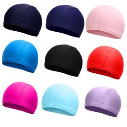 Mens Candy colors Swimming caps unisex Nylon Cloth Adult Shower Caps waterproof bathing caps solid swim hat dh8616