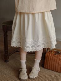 Юбки 2023 Летние девочки Aline Micro плиссированная наполовину юбка детская лоскутная кружевные кружевные дерсс для девочек 712y детская одежда 230505