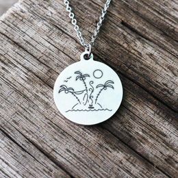 Pendant Necklaces High Quality Stainless Steel Palm T Necklace Holiday Gift Sea Wave Jewelry