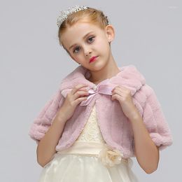 Jackets Retail Fur Little Girls Spring And Autumn Jacket With Ribbon Bow Crystal Children Coat Cape For Wedding