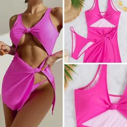 Womens Split Solid Colour Three Piece Sexy Bikini Outdoor Swimsuit Source Factory Processing