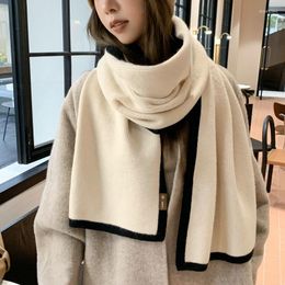 Scarves Pure Colour Scarf Female Autumn And Winter Fur Plush Thick Warm Cross For Women