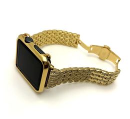 24K Gold Apple Watch Cover Cover Case Gold Diamonds Watch Band для Apple Watch S1S2S3 42 мм 2IN1 SET1791197