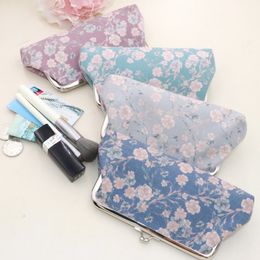 Women Coin Purse Retro Flower Priting Long Kiss Lock Wallet New Ladies Girls Creative Mini Cosmetic Storage Money Clutch Bag