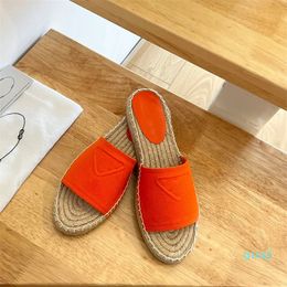 Woven Fabric espadrilles Slippers straw scuffs Mule Slides Sandals heeled flat heels women's luxury designers Casual Fashion Beach pretty hoes