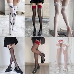 Women Socks Lolita Style Cute Over Knee Women's Stockings Cosplay Anime Ultra-thin Lovely Girls Transparent Silk For Garters