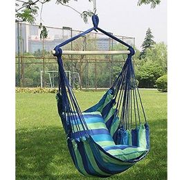 Hamaca colgante silla de cuerda porche asiento swing patio camping azul portátil