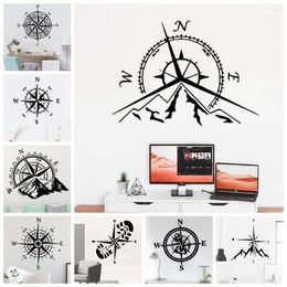 Wall Stickers Creative Adventure Mountains And Compass Sticker Home Decor For Living Room Boys Bedroom Kids Rooms Mural