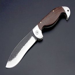 Promozione A1919 Coltello pieghevole tascabile 7Cr17Mov Lama satinata Maniglia in legno / acciaio Maniglia per campeggio all'aperto Escursionismo Pesca Coltelli EDC con borsa in nylon