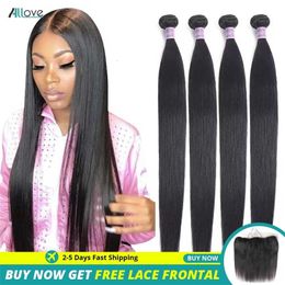 Lace Wigs Allove Bundles Human Hair Bone Straight Brazilian Weave 1 3 4 PCS 28 30 Inch Remy For Women 230505