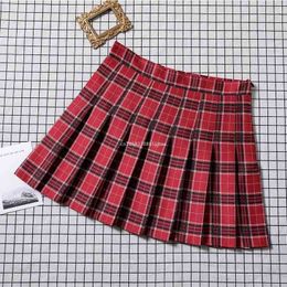 Skirts Korea Women Jk Mini Skirts High Waist Students School Uniform Harajuku Summer Y2k Girls Plaid Pleated Short Mini A-Line Skirts 230506