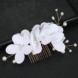 Hair Clips Bride Wedding Silk Flower Combs Artificial Pearl Hairpins Bridal Accessories Boho Style Jewelry For Women Girls
