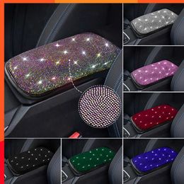 Universal Leather Car Armrest Mat Auto Armrests Storage Box Mats Dust-proof Cushion Cover Bling Car Accessories for Girls