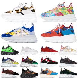 Designer Italy Chain Reaction Shoes sneakers Casual shoe triple black red yellow bluette gold white pink multi-color suede Luxury mens womens designers Trainers