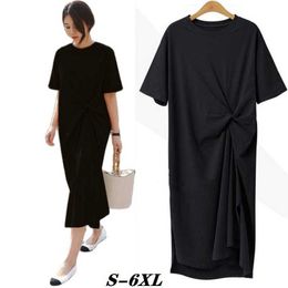 Casual Dresses Korean Version Of Sundresses For Women Summer 2022 FAshion Plus Size Casual Women Dresses New Slim Long Tshirt Dress Z0506