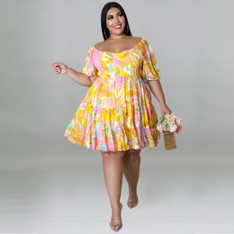 Plus size Dresses Plus Size Women's Clothing Summer Fashion Sexy One-shoulder Print Ladies Dress XL-5XL Oversized 230506