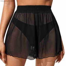 Skirts Women Sheer Beach Skirt Cover Up Wrap Fermale Bikini Shiny Wraps Cover Ups For Swimwear Mesh Cover Up Skirt saida de praia T230506
