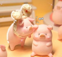 Decorative Objects Figurines Cute cure small portable desktop office bedroom decor daily gifts creative car object pig jewelry J05 230506