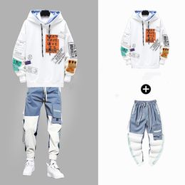 Men's Tracksuits Spring Hip Hop Printed Men's Tracksuit Men Hooded HoodiesPants Sportswear Set Young Man Sweatshirt Suits S-3XL 230506