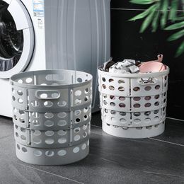 Organisation Telescopic Foldable Laundry Basket With Handle Bathroom Dirty Clothes Storage Box Rack Plastic Hollow Hamper Sundries Organiser