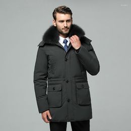 Men's Down 2023 Jacket Winter Coat Real Fur Collar Plus Size Long Duck Puffer Men 186 KJ3048