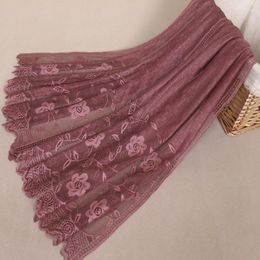 Scarves 200pcs/lot Fashion Candy Colour Knitted Nylon Lace Flower Scarf Shawl Pashmina/floral