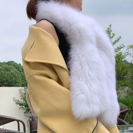 Scarves Real Silver Fur Scarf Wrap Winter Accessory Handmade Neck Warmer Long Knitted Soft Shawl