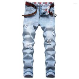 Men's Jeans 2023 Fashion Spring Men Ripped Hip Hop Punk Stretch Bike Pantalones Hombre Trendy Holes Straight Denim Pants