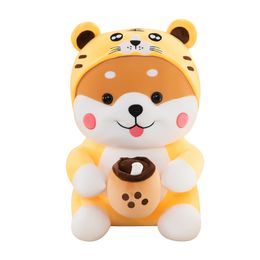 Fashion Cute 35cm Milk Tea Dog Plush Toy Kawaii PP Cotton Stuffed Plush Pillow Festival Gift Doll 3 Colors Home Decoration