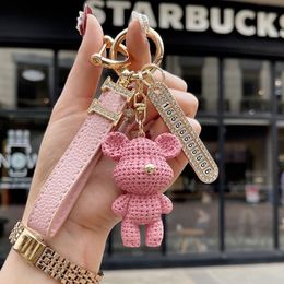 Keychains Lanyards Keychains Lanyards designer key chain bag charm female cute bear car key ring fashion fur ball pendant male trendy accessories number plate creat