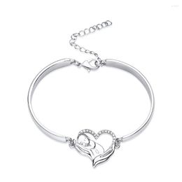 Bangle Harong Baby Fashion Delicate Silver Plated Inlaid With Luxurious Crystals Bracelet For Mother Jewelry Present