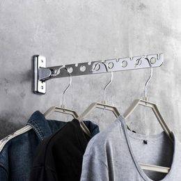 Organization Stainless Steel Folding Space Saving Clothes Hangers with Hook Magic 6 /8 Hole Wall Mounted Clothes Drying Rack